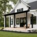 Elegant and Modern Farmhouse Exterior with Black Siding, White Trim ...